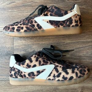 Dolce Vita Leopard Print Sneakers with Black and White Accents